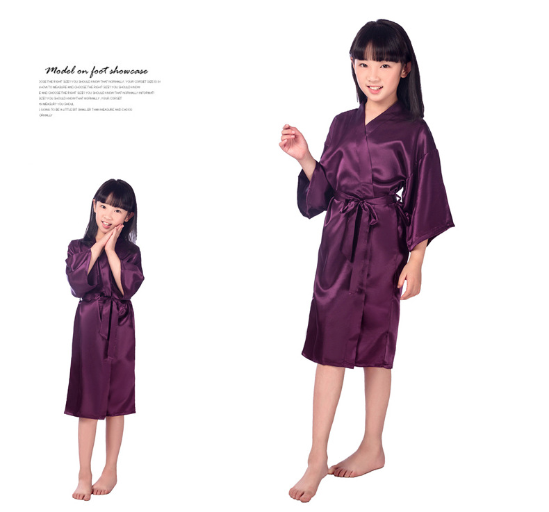 Abbigliamento da donna Accappatoio da notte per camicia da notte in raso di seta intrecciata per bambini, vestaglia cardigan sottile estiva lunga e lucida per bambini di medie e grandi dimensioni_voghion.com
