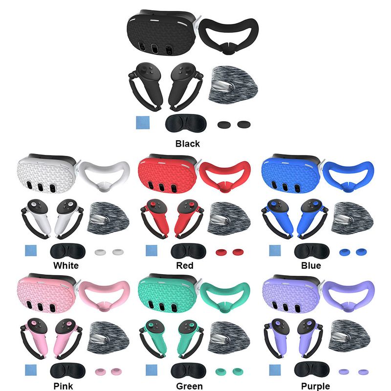 7PCS Silikon für Meta Quest 3 Zubehör Anti-Scratch TPU Schutzhülle VR Headset Sleeve Shell Case_voghion.com