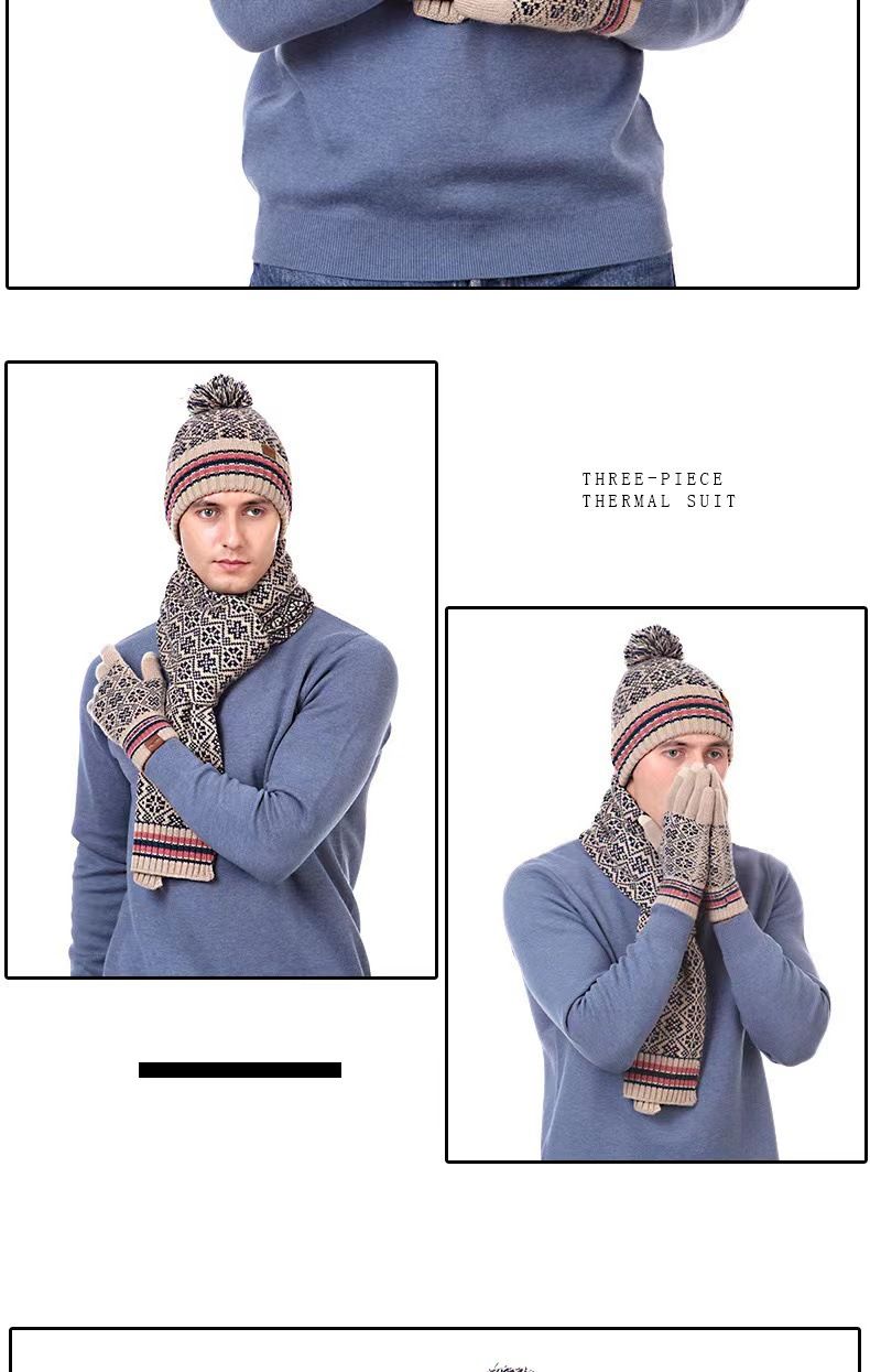 fornitura speciale di nuovo vestito caldo invernale per il commercio estero, cappello e sciarpa in lana lavorata a maglia acrilica, set da tre pezzi_voghion.com