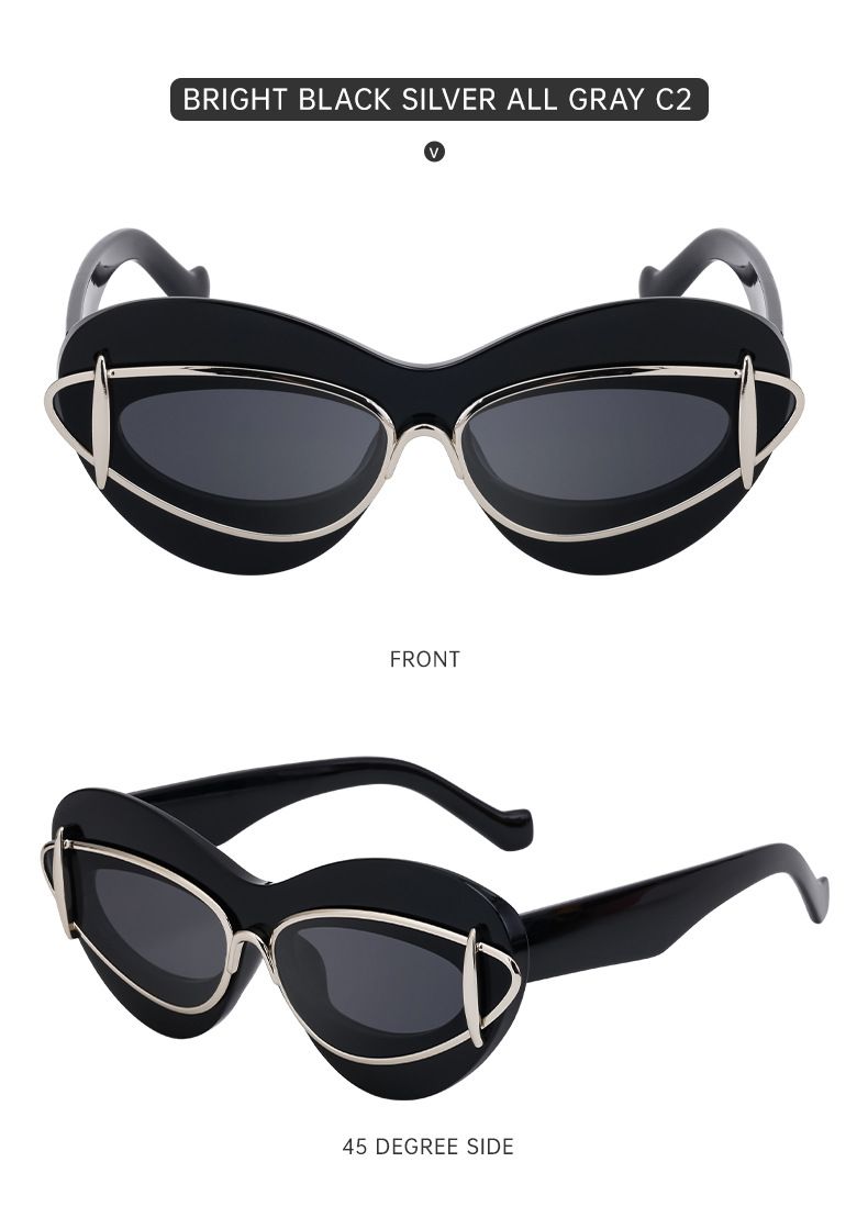 2024 Nuova moda Cat Eye Internet Celebrity, stessi occhiali da sole Y2K con montatura piccola, occhiali da sole femminili alla moda_voghion.com