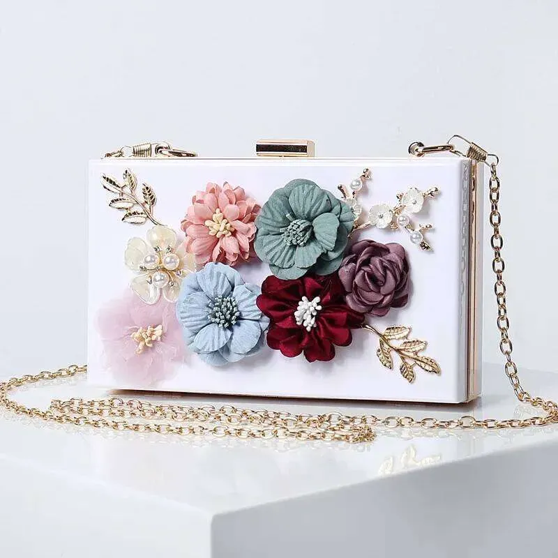 Designers Crossbody New Style Flower, un piccolo quadrato alla moda e tridimensionale per abiti da sera da donna_voghion.com