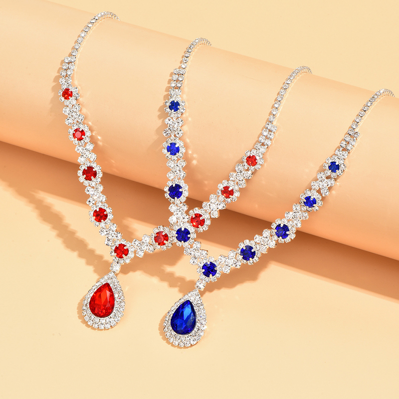 Collana e orecchini a goccia in cristallo di alta qualità, nuovi gioielli alla moda per donna_voghion.com