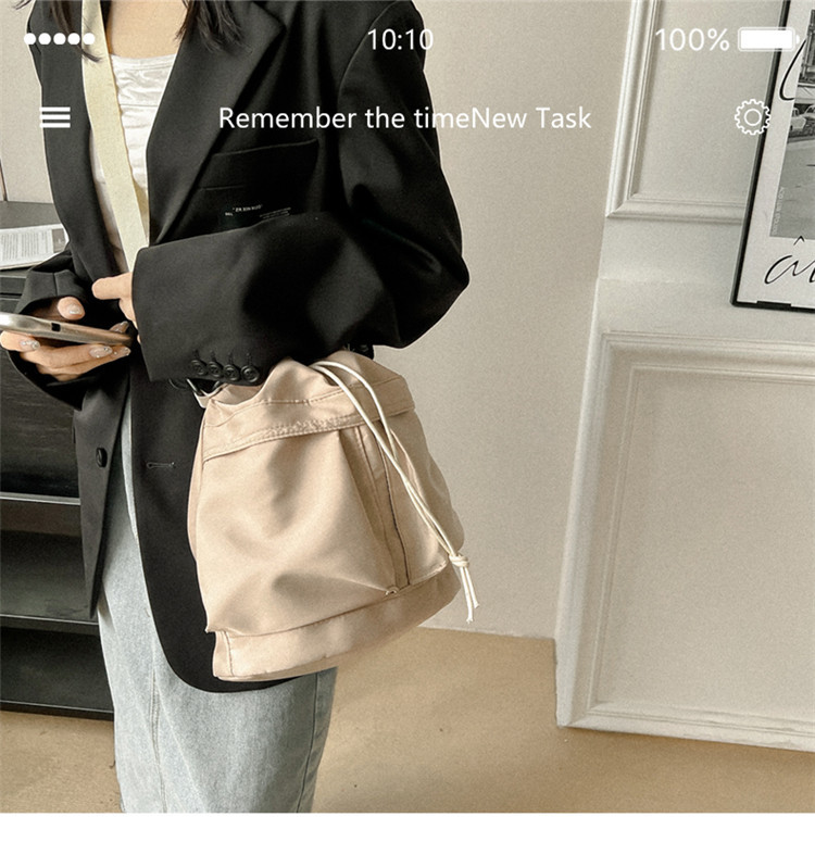 Eenzel Schëller-Crossbody-Täsch, Casual Schnürpäck, Liichtgewiicht Handtasche mat grousser Kapazitéit, Nylon-Eemertasch fir Fraen_voghion.com