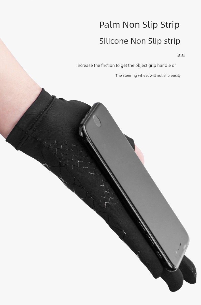 Gants de vélo Rockbros Ice Silk à deux doigts pour homme et femme, protection solaire, pour la conduite, la pêche et l'équitation_voghion.com