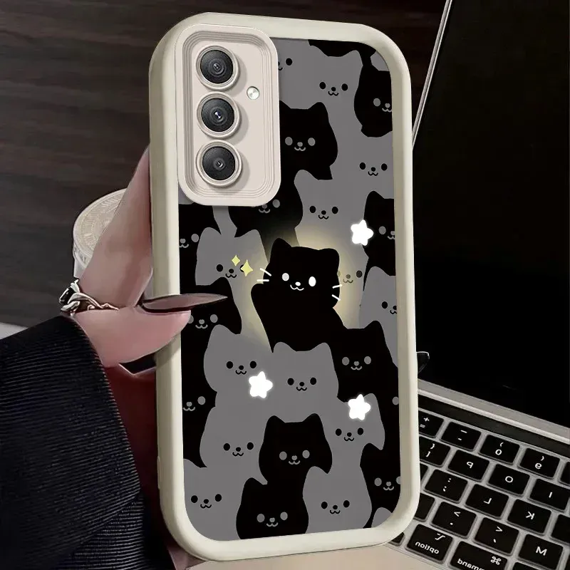 Custodia per gatti con coppia carina per Samsung Galaxy S25 S23 S24 Ultra S22 S21 Plus FE 5G A54 A34 A14 A73 A53 A33 5G Cover posteriore in silicone morbido_voghion.com