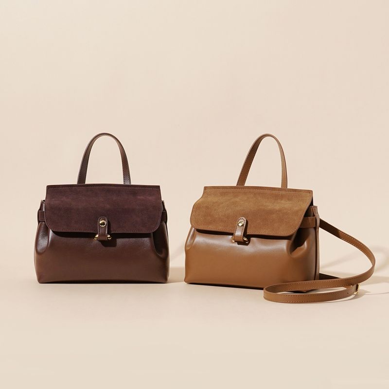 Fall And Winter New 2025 Head Cowhide Leather Women's Hand Back Suede Simple Texture Commuter Carry Bag_voghion.com