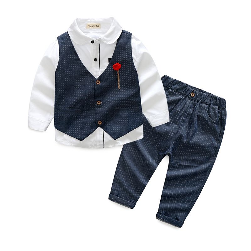 Costume gilet et pantalon en coton pour hommes, beau et à la mode, ensemble trois pièces pour vêtements de performance à la maternelle, nouvelle collection_voghion.com