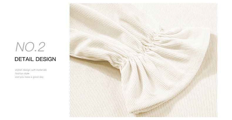 Shiying Fashion Design Lotus Leaf Sleeve Talvi Uusi lämmin yksivärinen pyöreä pääntie naisten huppari_voghion.com