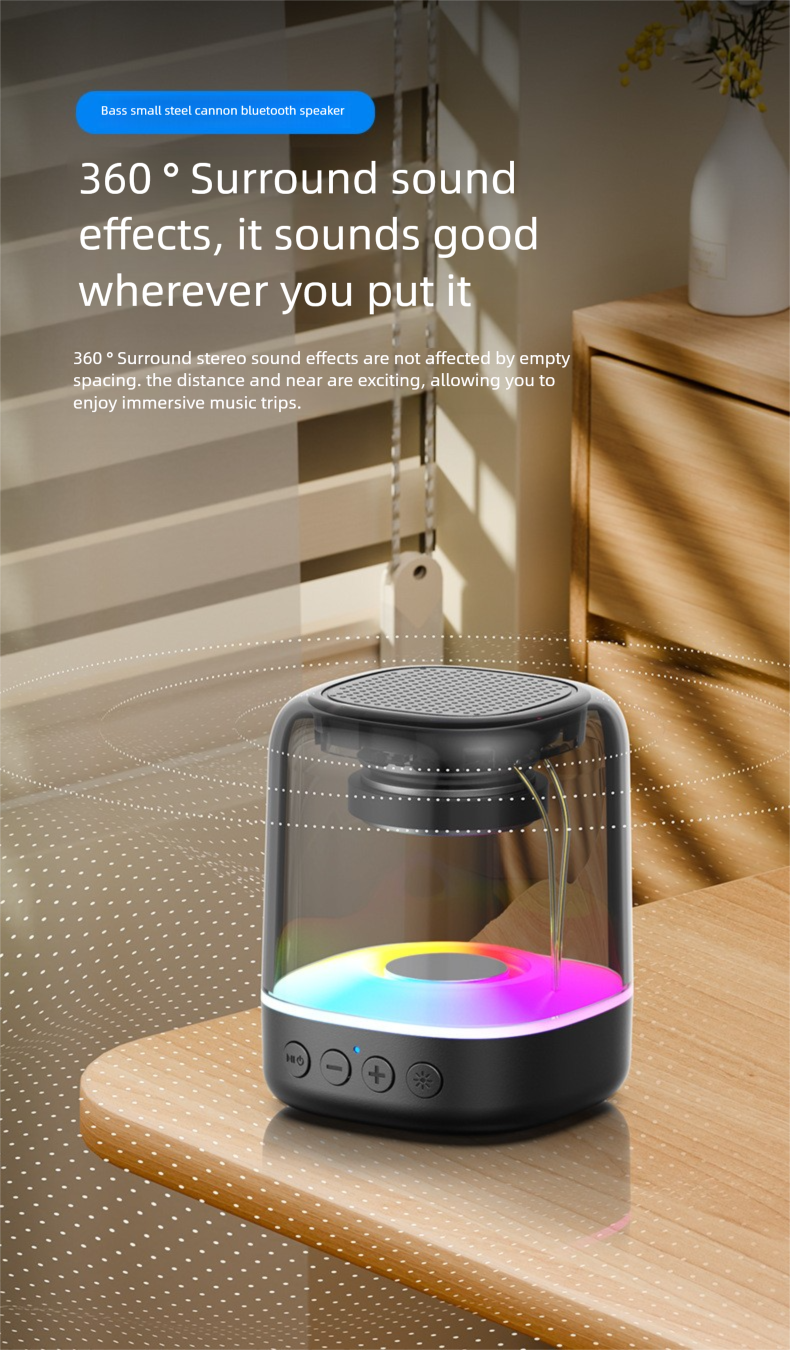 Wireless Bluetooth Portable Outdoor Indoor RGB Colorful Lights Subwoofer Advertising Gift Small Speaker_voghion.com