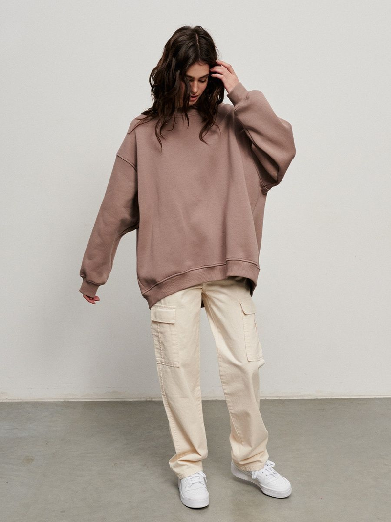 Robe femme col rond sweat à capuche ample femme_voghion.com