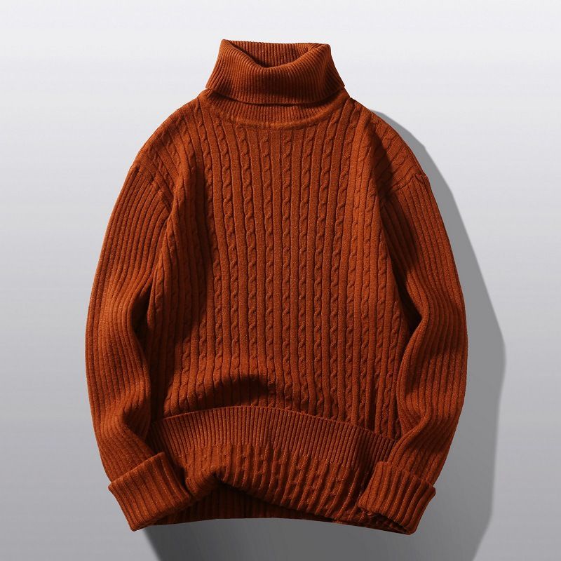 Men's Clothing Autumn And Winter Running Volume Sweater Men's High Collar Pullover New Flower Sweater Casual Knit Sweater Bottom Line Sweater Spot_voghion.com