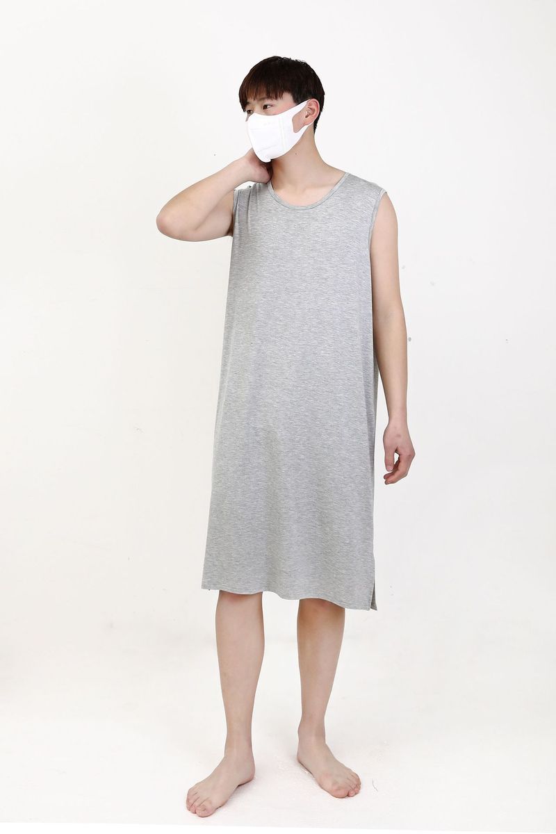 Herren Nachthemd aus Modal, langes Kleid, locker, bequem, Loungewear, Bademantel, XXXL_voghion.com