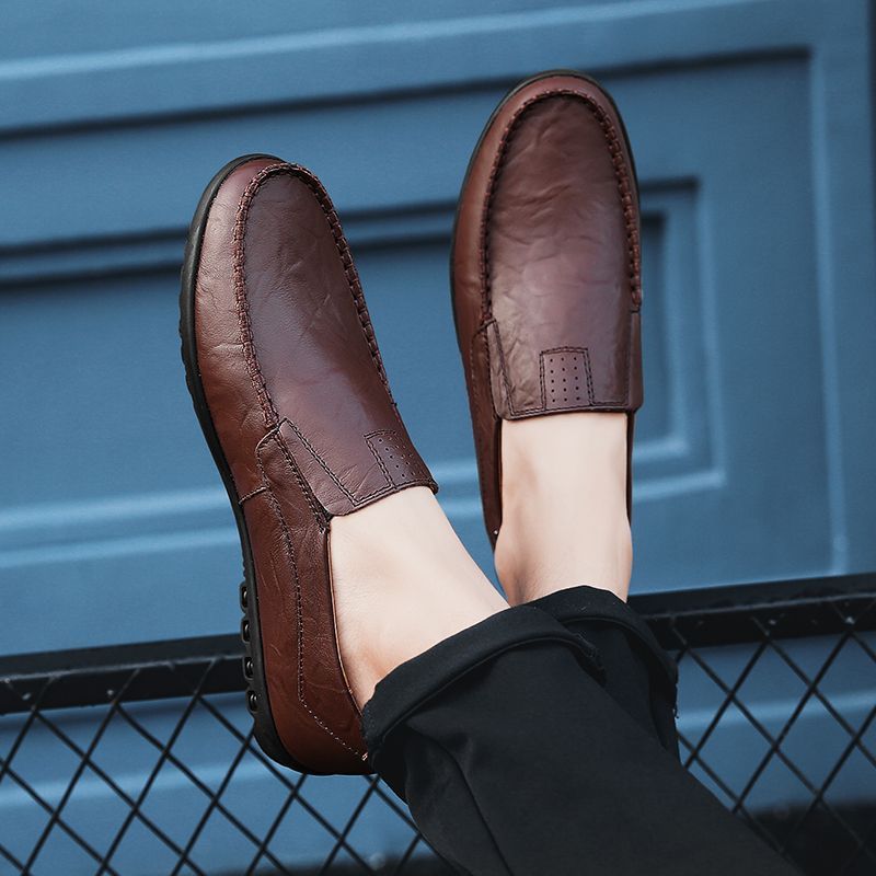 Klassische echte Leder Casual Atmungsaktive Slipper Plus Size Schuhe Herren_voghion.com