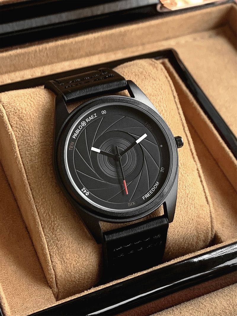 PABLO RAEZ Premium Sense Personality Fashion Herren Trend Mattschwarz Edelstahl On Time Hochwertige Quarzuhr_voghion.com