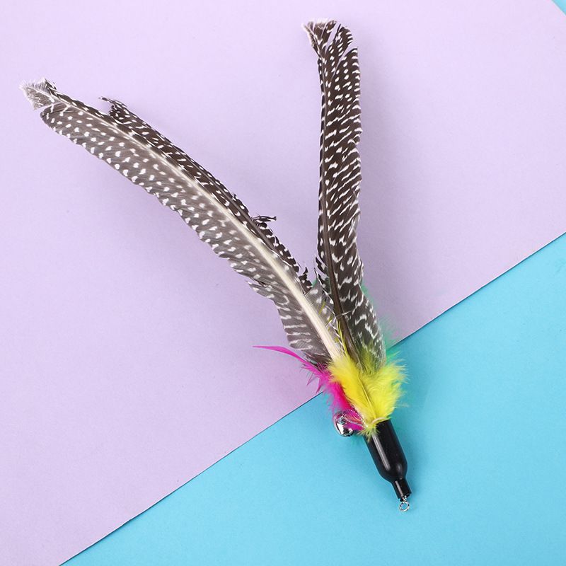 New Pet Cat Large Pearl Feather Bell Fishing Rod Replacement Head Teaser Wand Interactive Toy_voghion.com