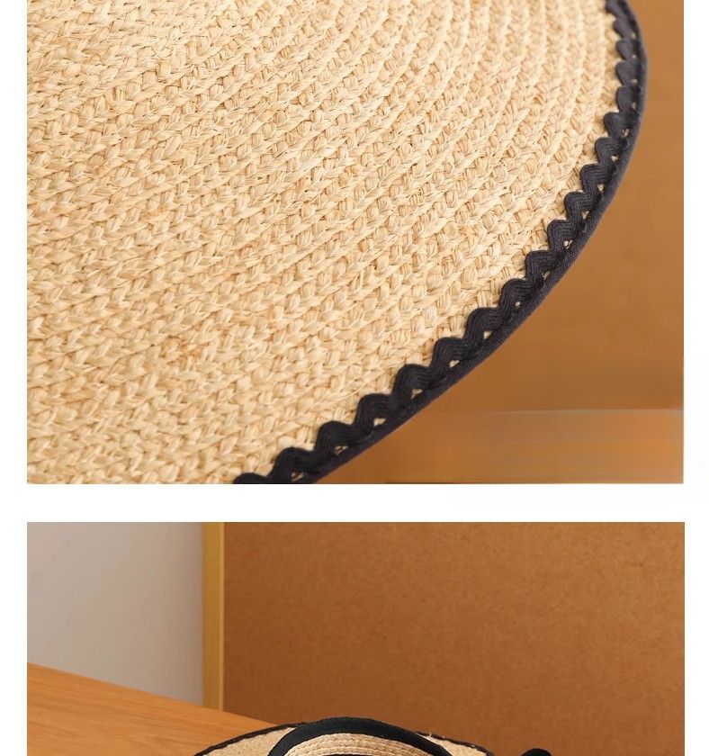 Breedgerande raffia zonnehoed, volledige gezichtsbescherming dames strohoed, zomerse reiszonnehoed_voghion.com