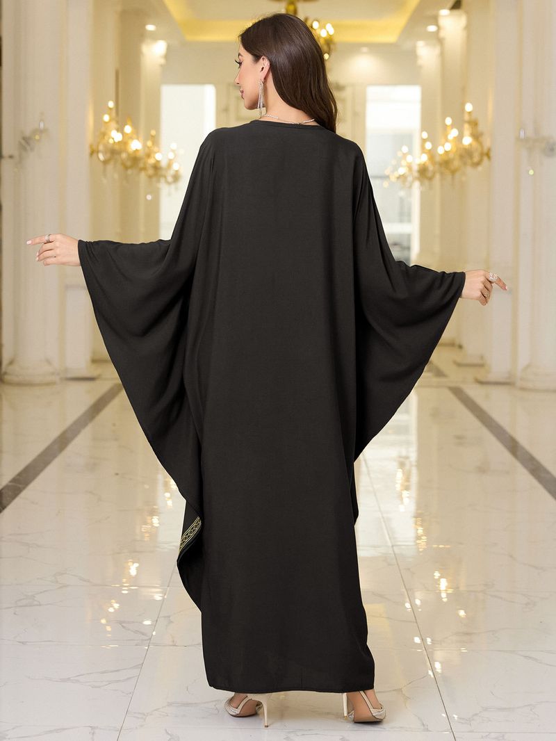 Robe de plage fluide pour femme – Broderie en coton, coupe ample, cache-maillot (marron/noir, taille unique)_voghion.com