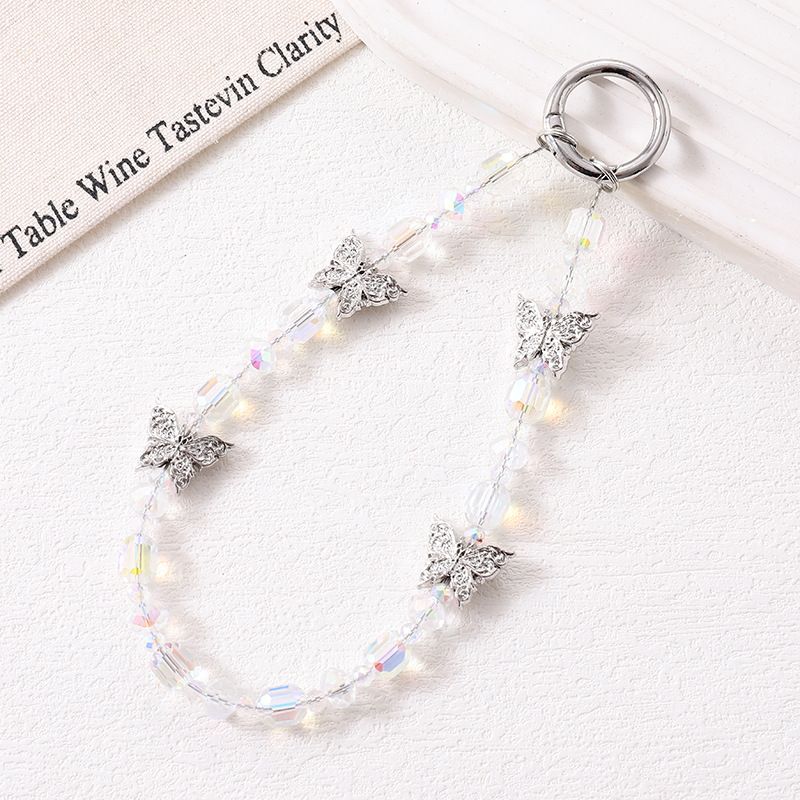 High-end Fairy Crystal Beaded Bag Decoration Alloy Butterfly Pendant Niche Ins Phone Chain_voghion.com