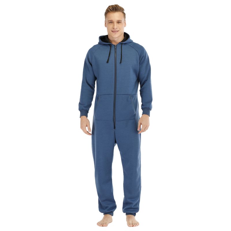 Underwear & Sleepwears Men's Heavyweight Fleece Jumpsuit - Cozy One-Piece Loungewear & Sleepwear For Home Comfort (Green, Black, Royal Blue, S-XXL)_voghion.com