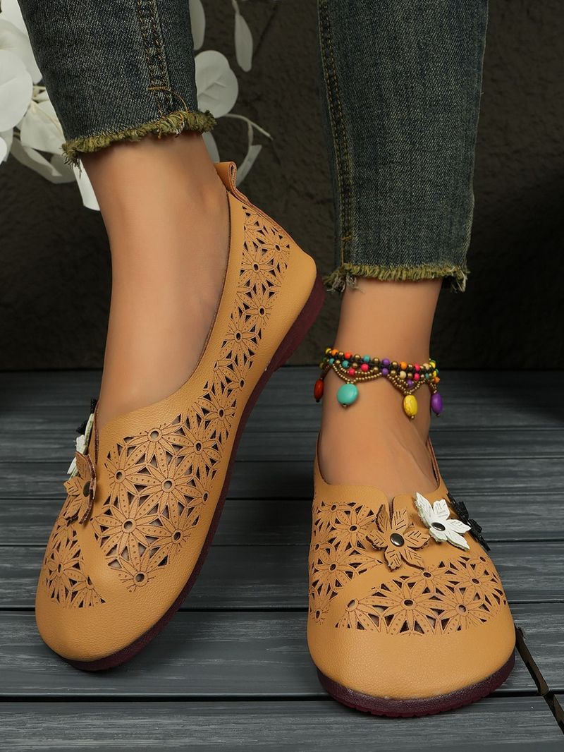 Scarpe da barca pigre da mamma, stile etnico, taglie forti, con plateau e plateau, traspiranti e a forma di fiore, per donne_voghion.com