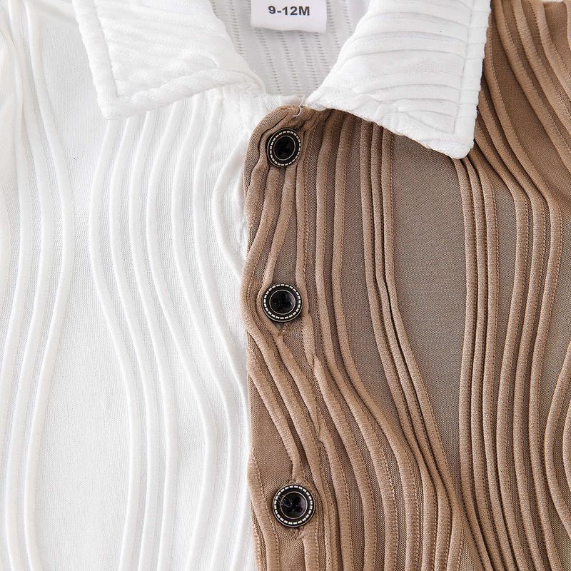 Mamma e bambini, eleganti abiti da uomo, stile college estivo, per bambini, con camicia sottile, alla moda, con pantaloncini a maniche corte._voghion.com