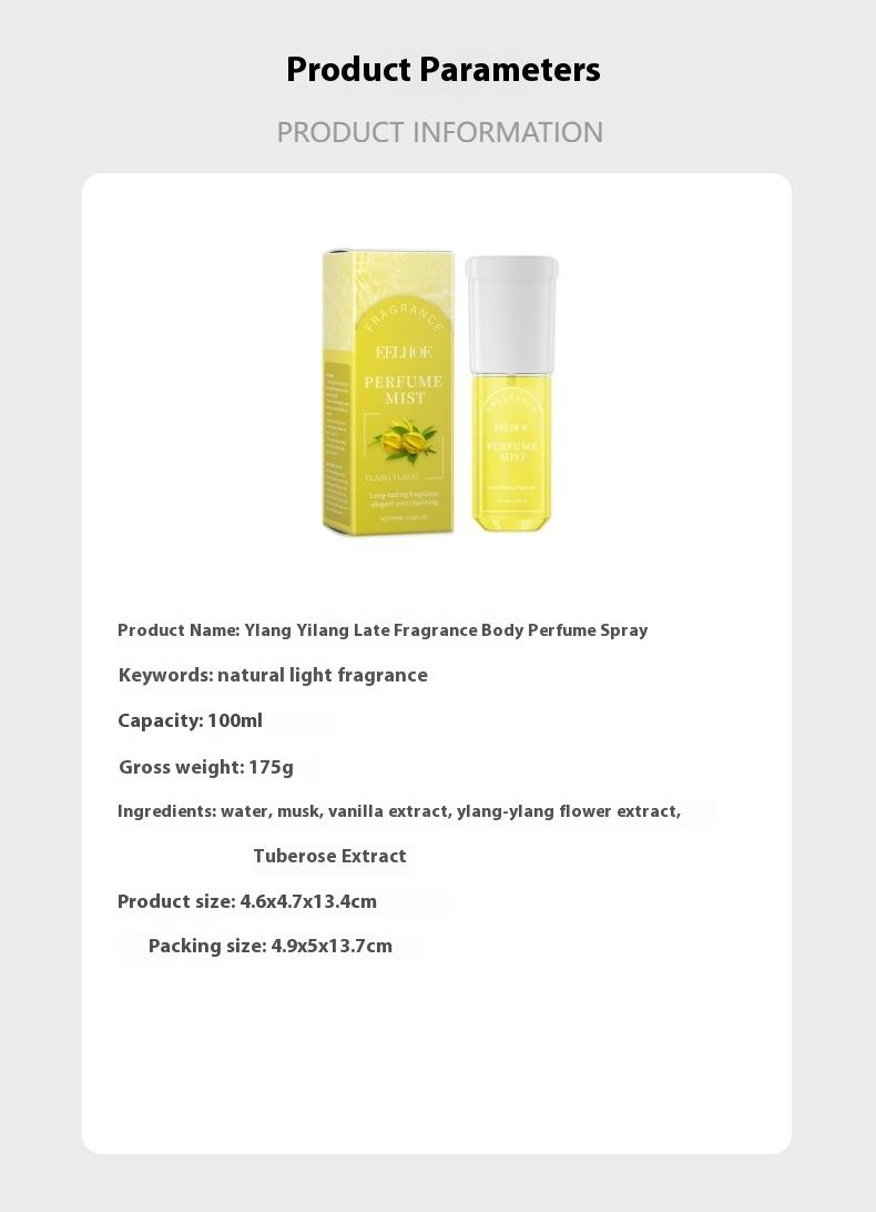 Ylang Evening Fragrance Body Perfume Spray Long Lasting Lasting Fragrance Soft Surrounding Delicate Fragrance Spray_voghion.com