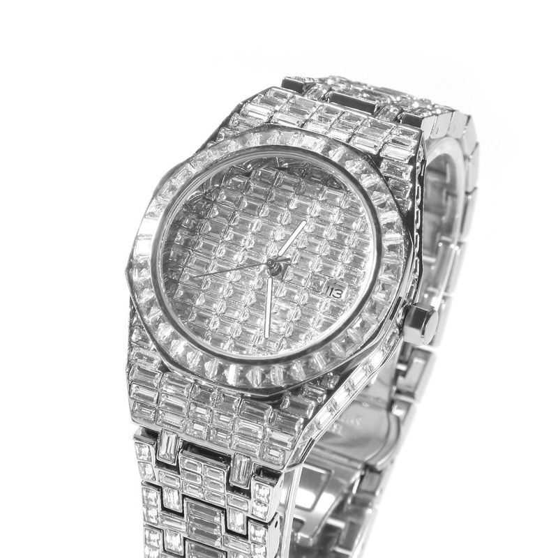 Orologio Hip-Hop da uomo UrbanEdge - Cassa in lega con diamanti e quadrante rotondo sportivo_voghion.com