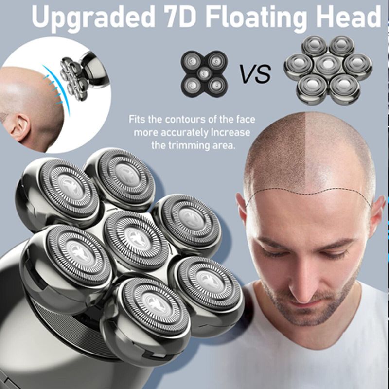 7D 5in1 Rasierapparate Glatze Rasierer für Männer Schnurloser Nass-Trocken-Elektro-Haarentferner_voghion.com