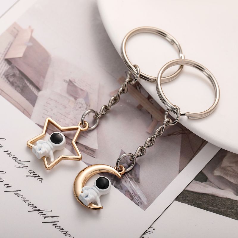 Portachiavi creativo con ciondolo per borsa, coppia, fidanzata, a forma di astronauta e stella lunare_voghion.com