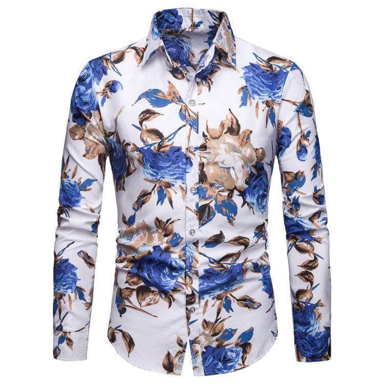 Sommer Neue Herren Slim Fit Plus Größe Langarm Fashion Casual Strand Blume Hemd_voghion.com