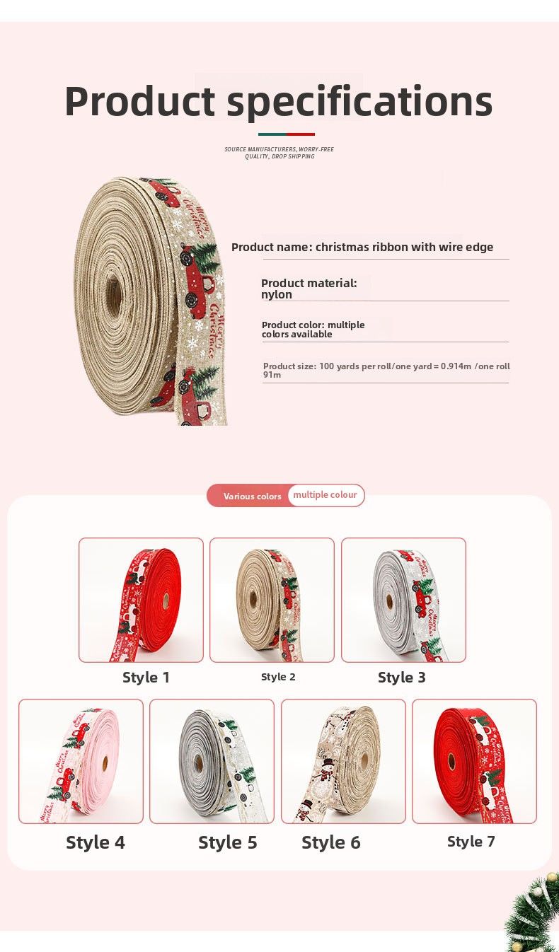 Ruban neuf, ruban oignon doré à paillettes, ruban de Noël, ruban organza, décoration cadeau, ruban pour sapin de Noël, vente en gros._voghion.com