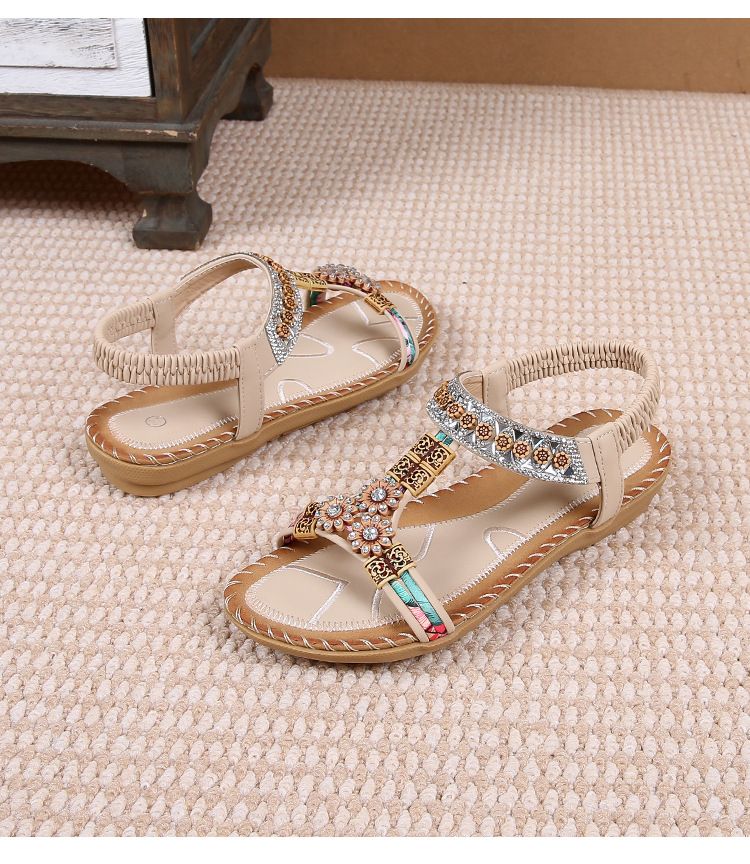 Sandal Female Summer Rhinestones Flat Round Head Fish Mouth Open Toe Cool_voghion.com
