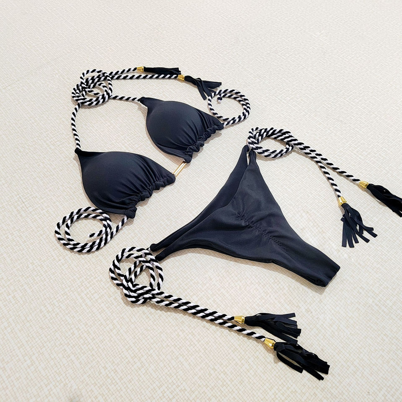 Women's Clothing Bikini Split Sexy Triangle Double Sided Contrast Color Beach Bikini Three Point Style_voghion.com