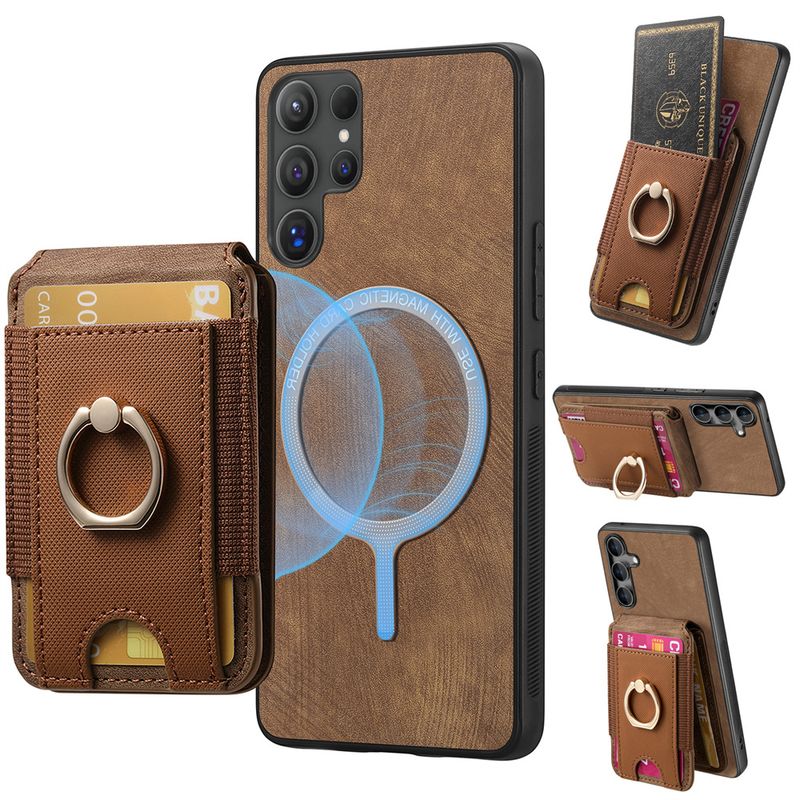 Custodia in pelle con slot per carte di credito e portafoglio magnetico staccabile per Samsung S25 S24 S22 Ultra Plus S23 S21 FE A16 A06 A36 A56 A55 A35._voghion.com