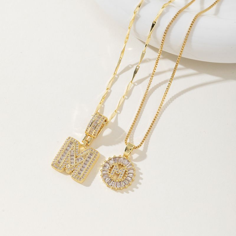 Women's Jewelry Rock Sugar Copper Inlaid Zircon 26 Letter Pendant Necklace Combination Set Stacking Jewelry_voghion.com