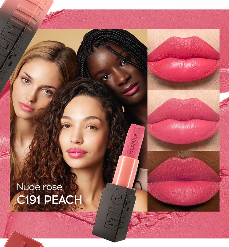 MLSMILE Embossed Matte Lipstick Set Easy To Color Moisturizing Lipstick Natural Nude Color 3 Pieces_voghion.com