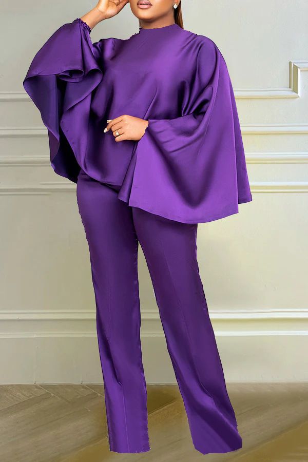 L0402 Completo due pezzi con mantello a maniche lunghe in raso elasticizzato invernale alla moda_voghion.com