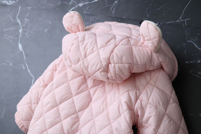 Cozy Fleece-Lined Hooded Baby Jumpsuit With Adorable Ear Design - Winter Warm One-Piece Romper For Toddlers (1-3 Years, 80-100cm) - Soft Polyester_voghion.com