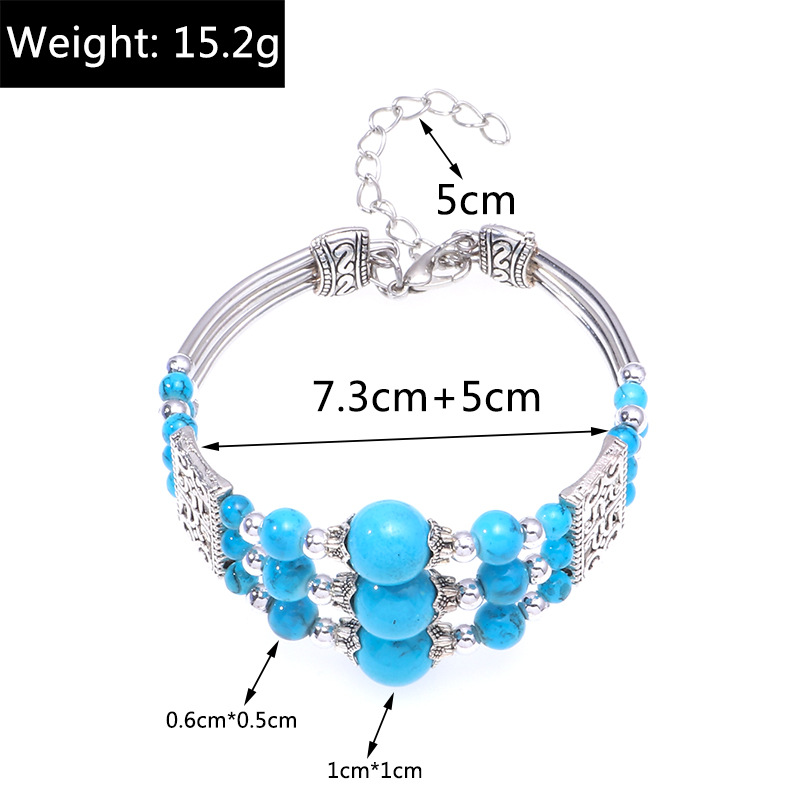 Tibetan Ethnic Turquoise Bracelet Personalized Retro Nepalese Ethnic Jewelry High Value Adjustable_voghion.com