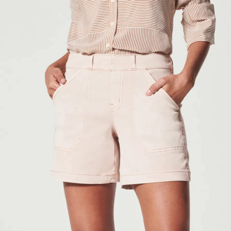 pantaloncini in denim retrò elasticizzati e sottili da donna_voghion.com