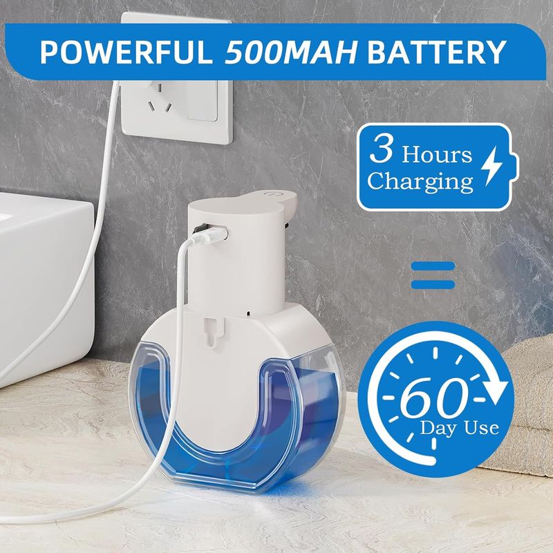 Dispensador de espuma sin contacto - 420 ml, recargable por USB, con sensor automático de jabón (UE)_voghion.com