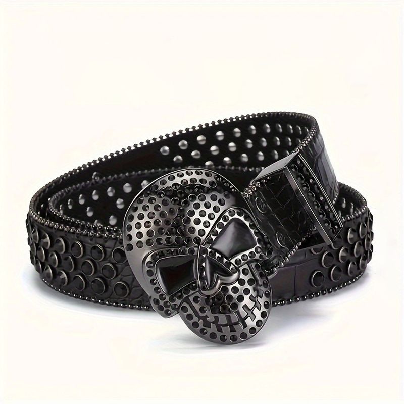 Curea gotică cu craniu, în stil punk, la modă și personalizată, pentru fete, cu cap unic și nituri, cu diamant de apă_voghion.com