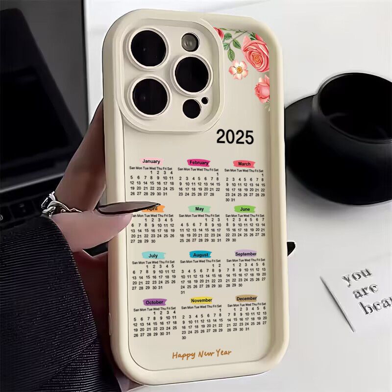 Custodia con motivo calendario di Capodanno 2025 per Samsung Galaxy S25 S24 S23 Ultra S22 Plus S21 FE A16 A25 A35 A55 A53 A52 A54 A35 Cover_voghion.com
