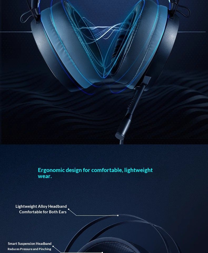 Digitex Rapoo VH160 Wired Gaming Light-Up USB Laptop Desktop Computer E-Sports Headset_voghion.com