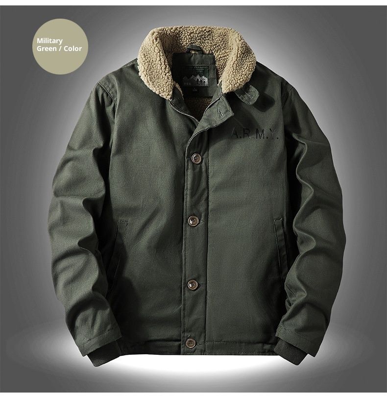 QFV507045555501<2 Middle-aged Men's Jacket Deck Padded Warm Military Workwear Winter Fleece Lined Thickened Casual Turn-down Collar Cotton_voghion.com
