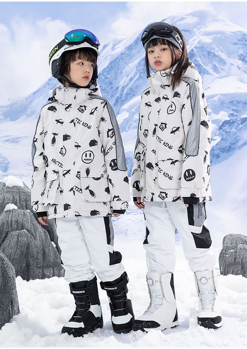Schneeanzug-Set für Kinder – Wasserdichte Winter-Skijacke und -hose für Jungen und Mädchen – Winddicht und isoliert zum Snowboarden und Spielen im Freien_voghion.com
