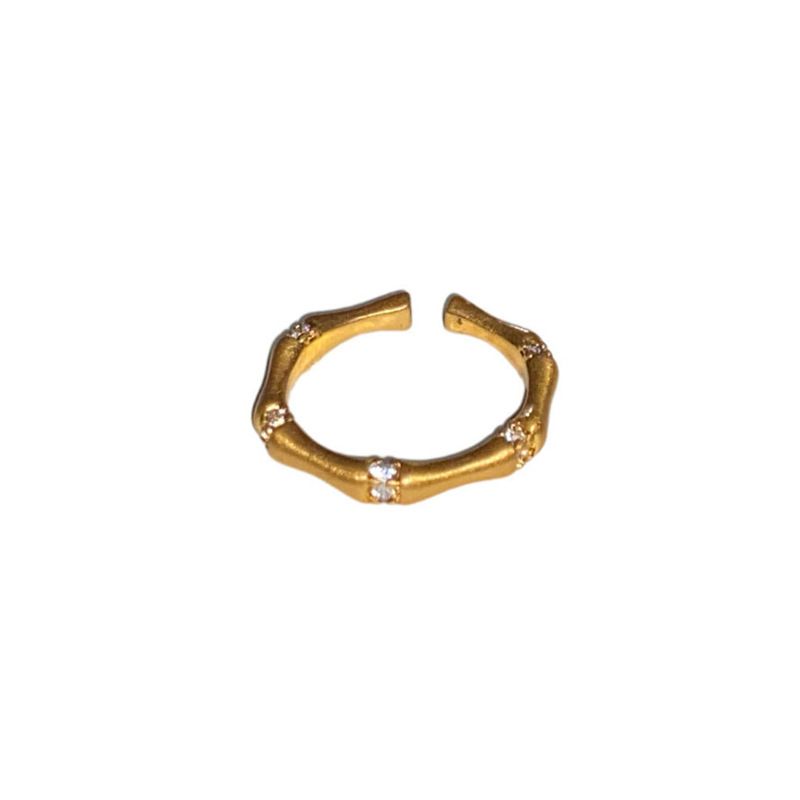 Vintage Style High-Rise Pigeon Egg Moissanite Stackable Joint Point Diamond Brushed Craft Bamboo Ring For Women_voghion.com