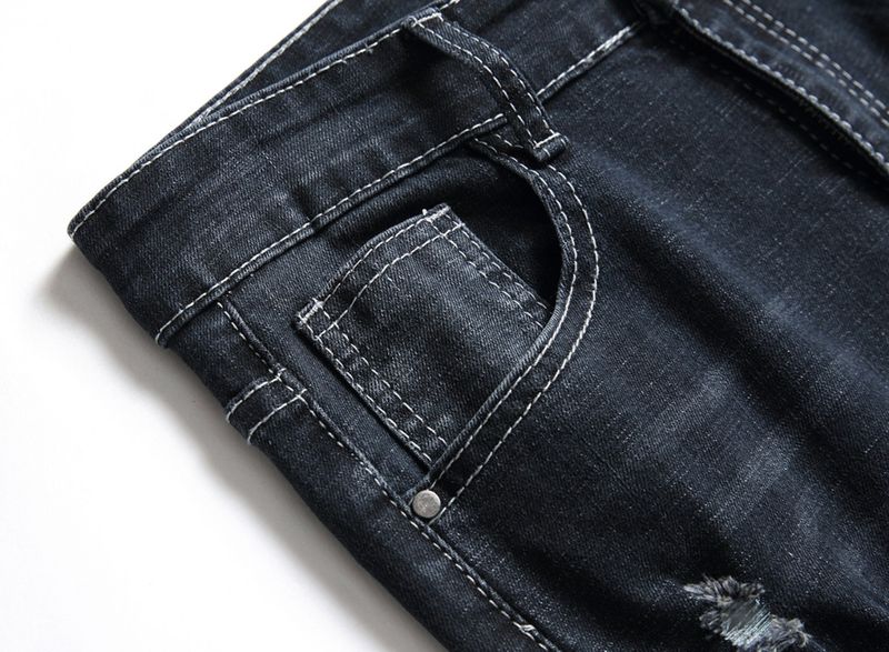 Hosen für Jungen von Mutter und Kind, gewaschene, elastische Denim-Hose mit Punkten, lässig, gerade, zerrissen, mittlerer und großer Vier-Jahreszeiten-Stil für Kinder_voghion.com