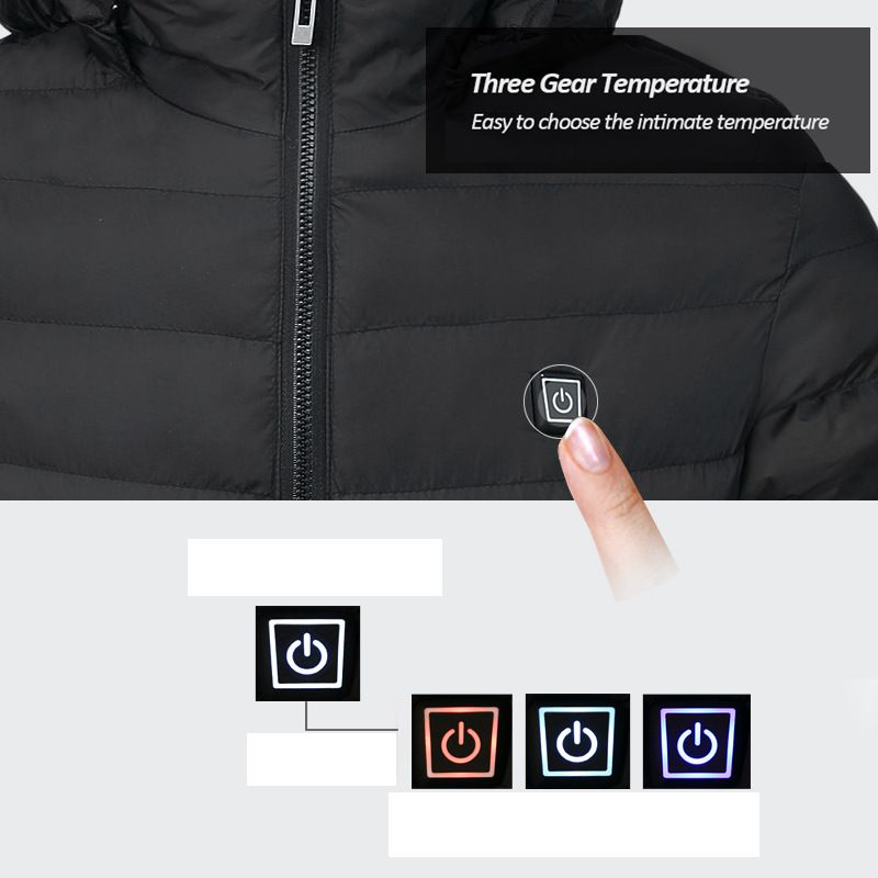 Männer Smart Charging 11-Zonen-Heizkleidung Winter USB-betriebene konstante Temperatur Drei-Gang-Doppelsteuerschalter Baumwollmantel für Männer_voghion.com