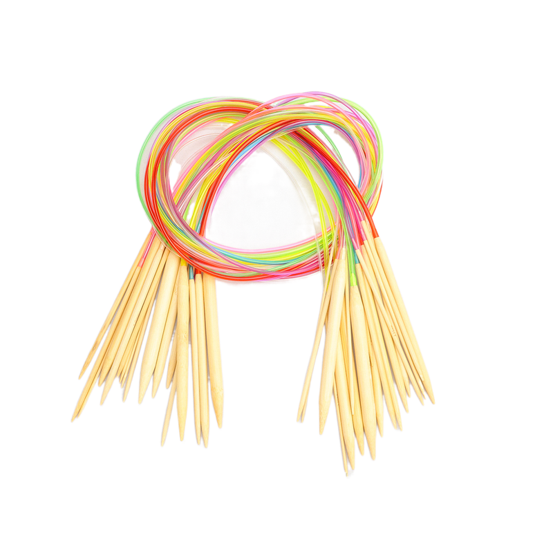 18 stks/set Trui Naald Ring Naald Kleur Buis Verkoolde Dubbelpuntige Bamboe Wollen Naald 100 cm_voghion.com